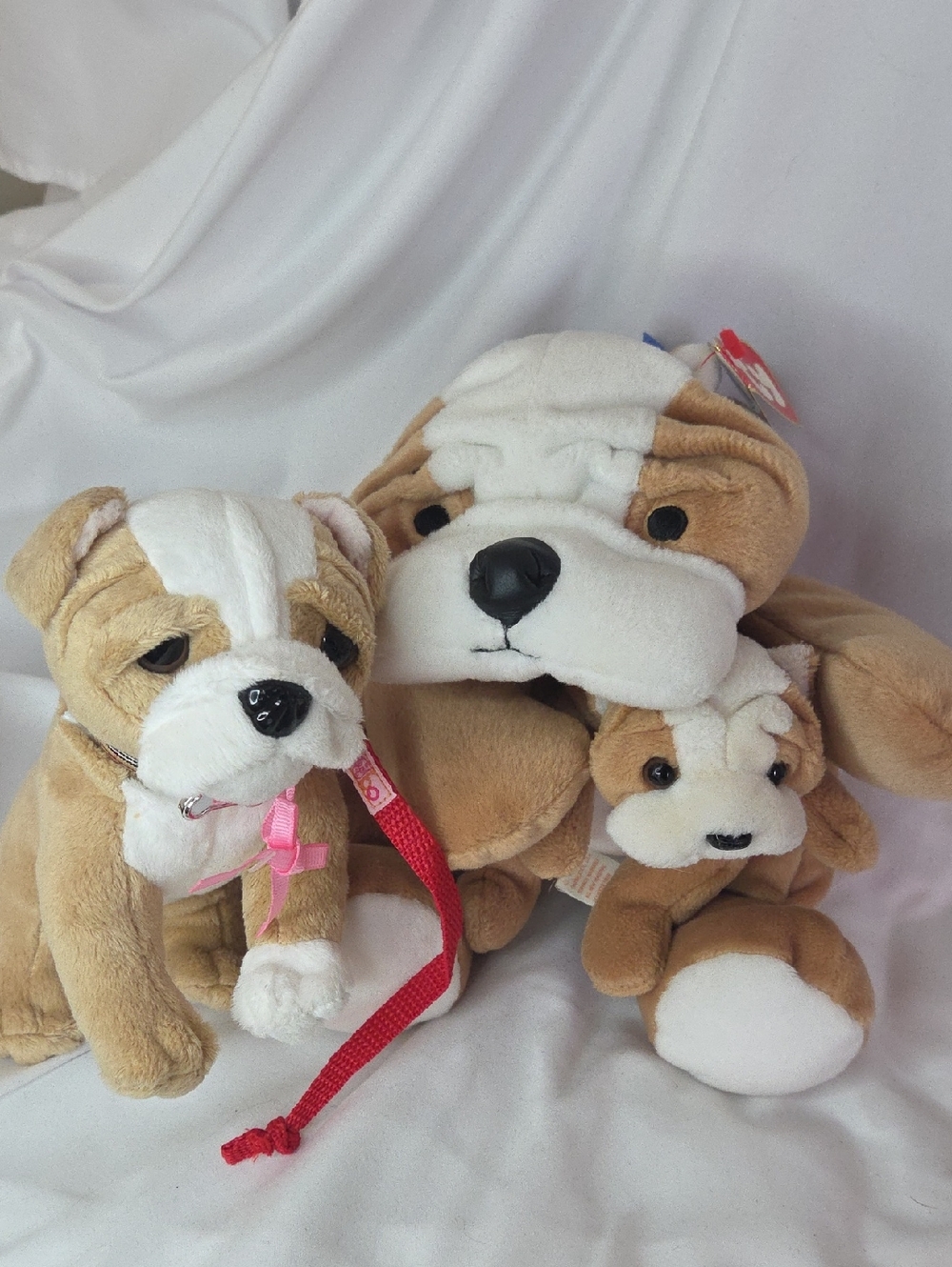 Shar Pei Dog Plush Bundle TY Beanie Baby Bruiser Wrinkles Vintage Set Of 3